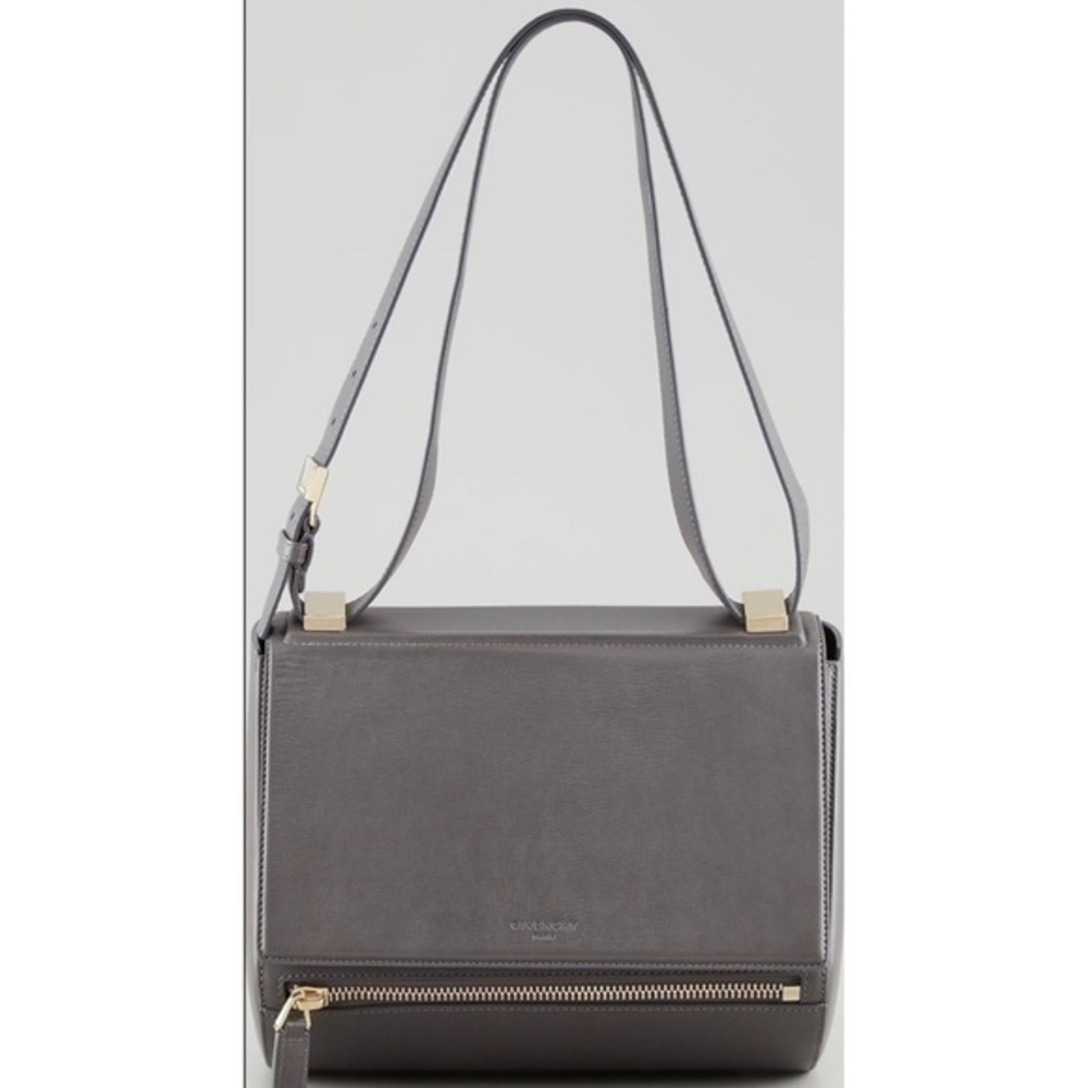 Givenchy Pandora "Palma" Textured Leather Crossbody Bag - Grey